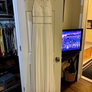 Premier Amour White Lace Halter Dress